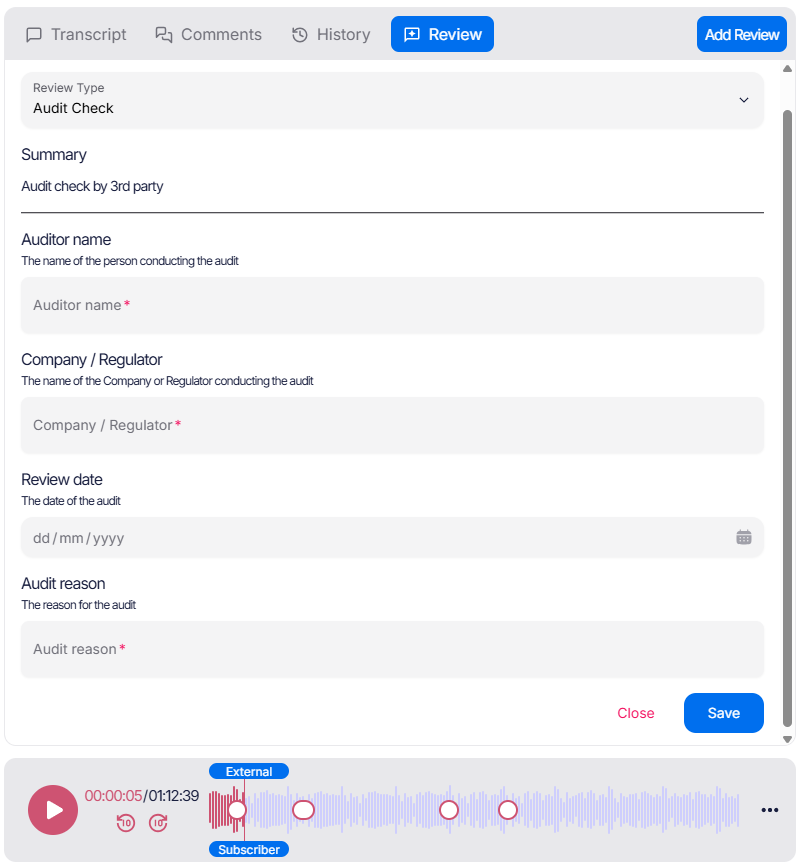 Communication review history