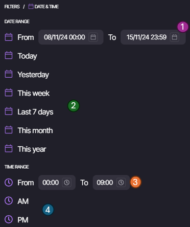 Search date and time